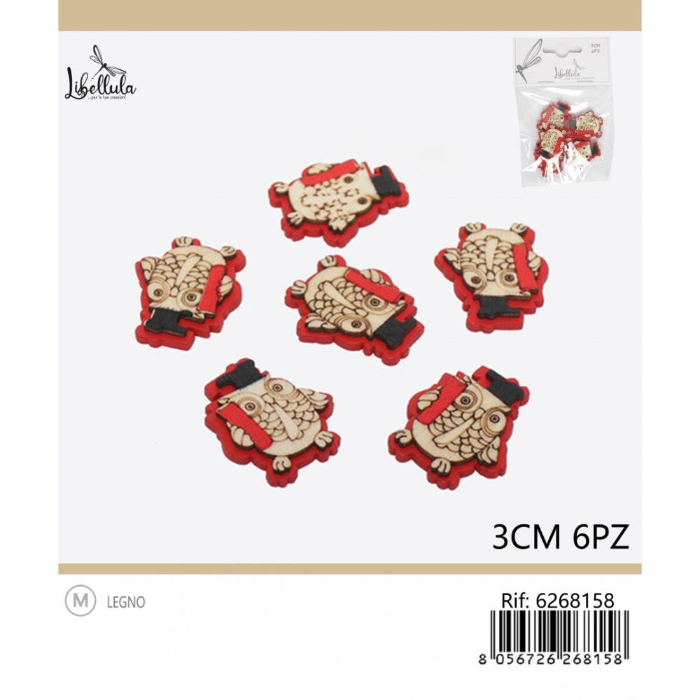 SAGOME DECORATIVE - LAUREA CON GUFO 3CM - 6PZGev
