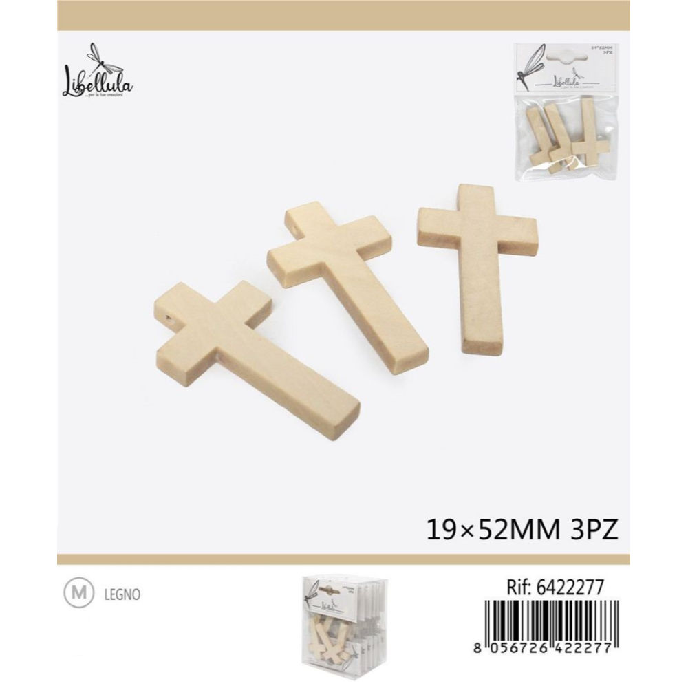 CROCE DECORATIVI CON FORO - 19x52MM - 3PZGev