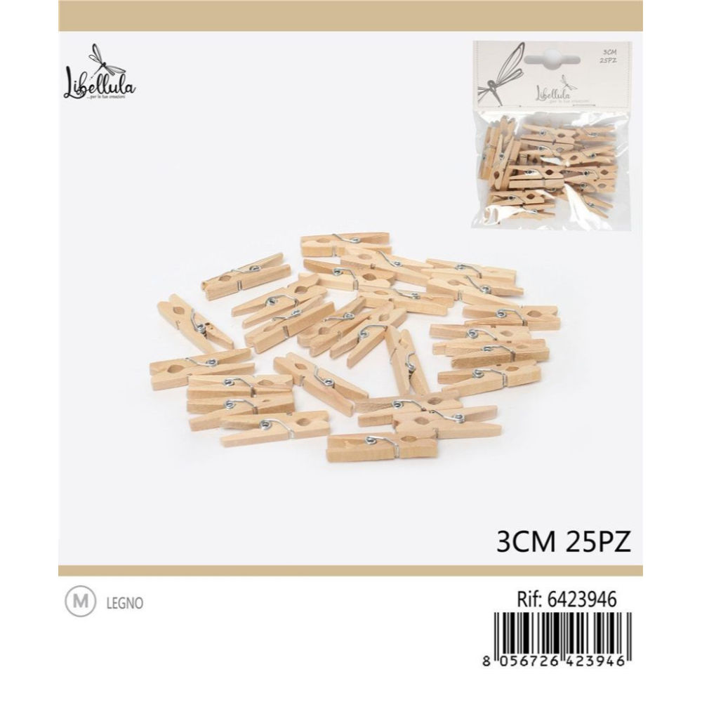 MINI MOLLETTE DI LEGNO - 3CM - 25PZGev