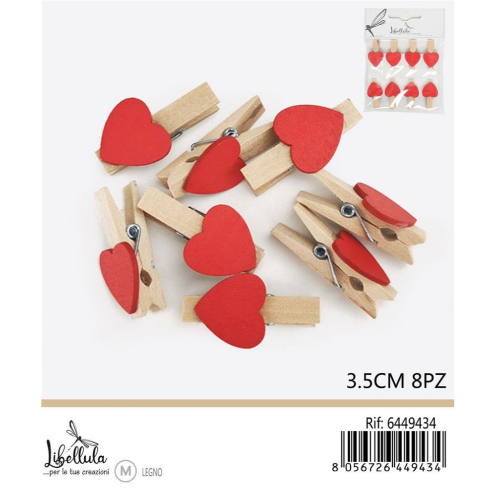 MINI MOLLETTE - CUORE ROSSO 3,5CM - 8PZGev