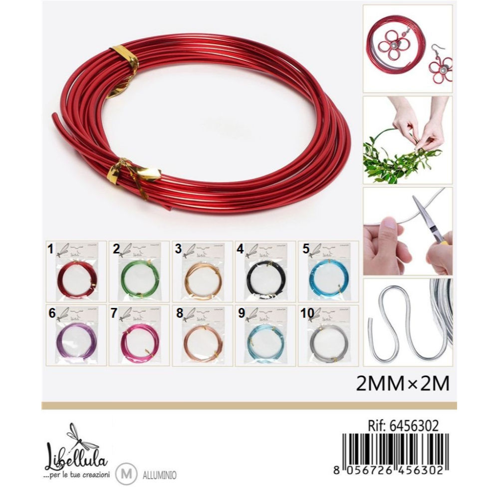 FILO DI ALLUMINIO - COLORI ASSORTITI - 2MM x 2MGev