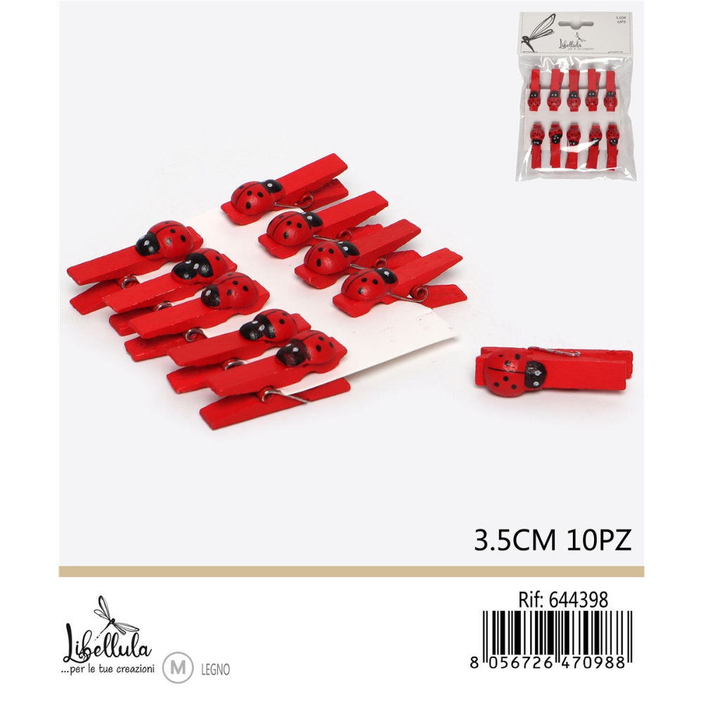 MINI MOLLETTE CON COCCINELLA - ROSSO 3,5CM - 10PZGev