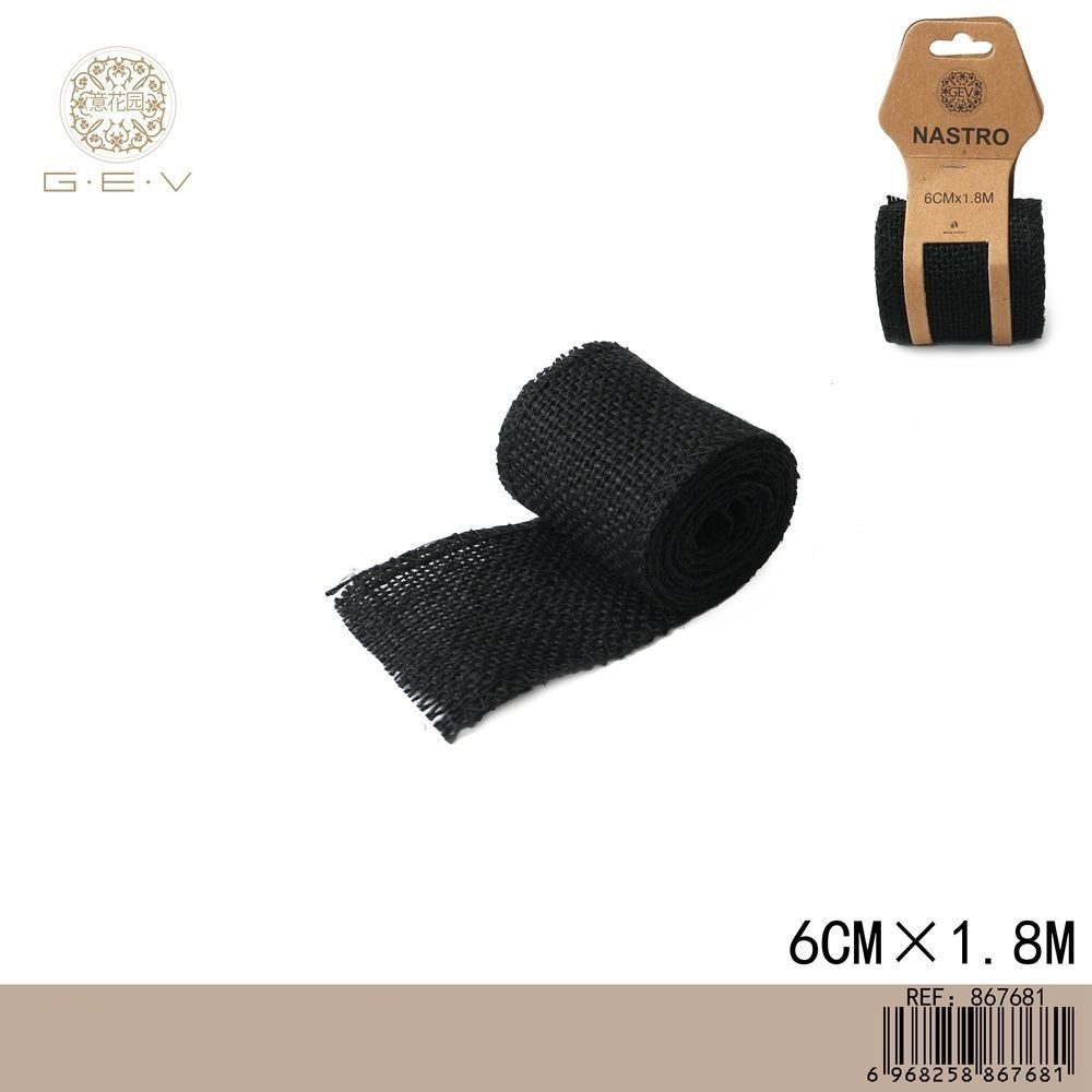 NASTRO DI LINO - NERO 6CM x 1,8MGev