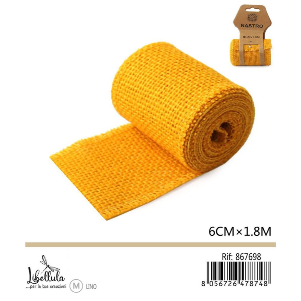 NASTRO DI LINO - GIALLO 6CM x 1,8MGev