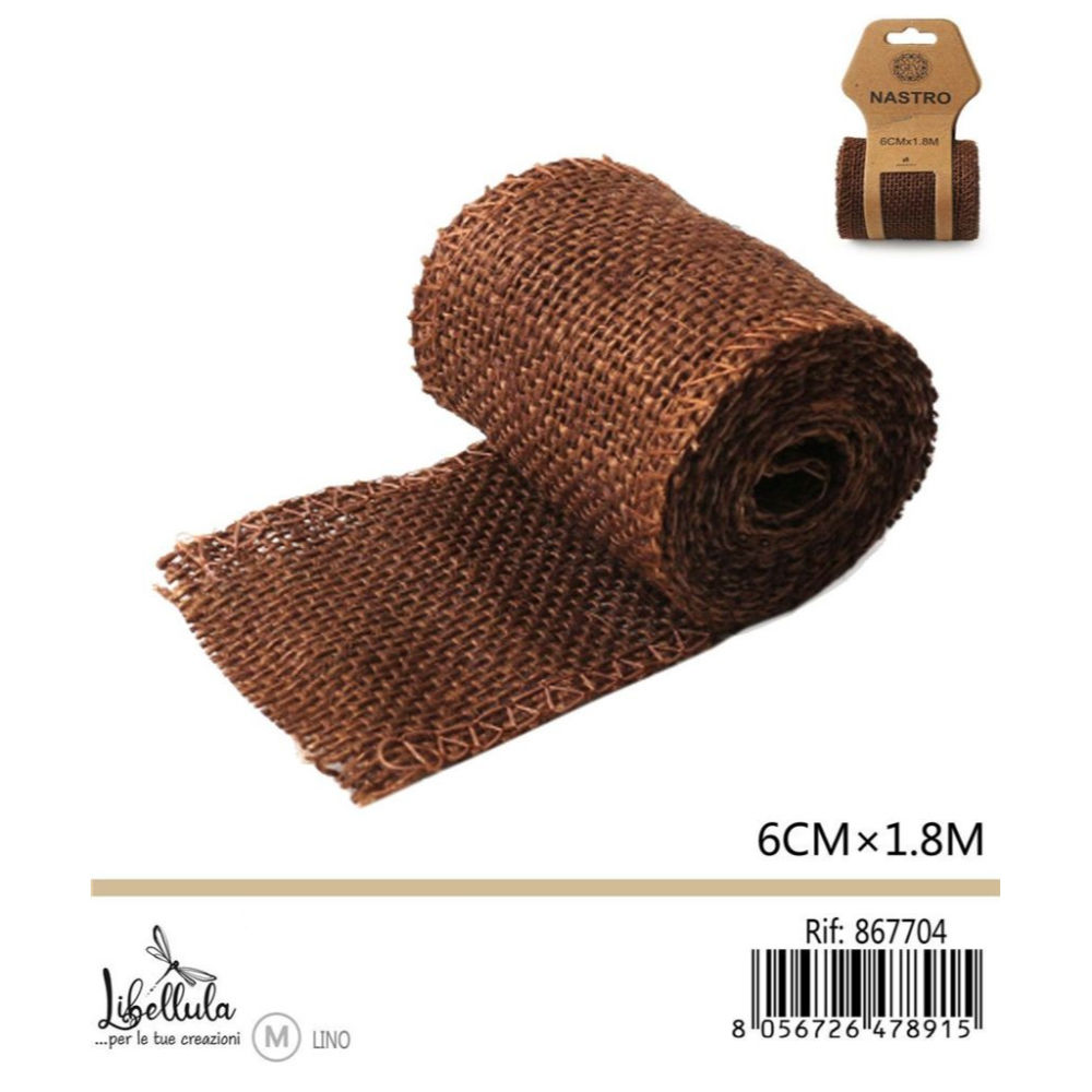 NASTRO DI LINO - MARRONE 6CM x 1,8MGev
