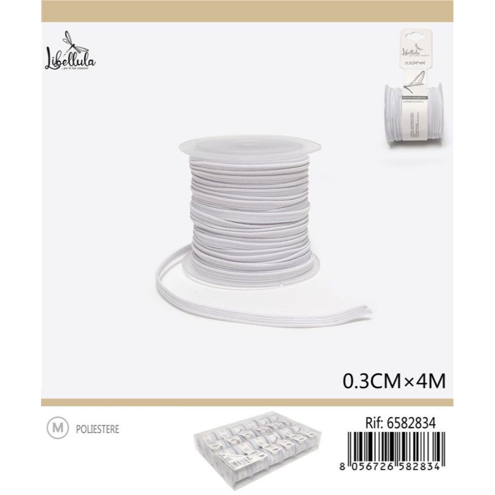 NASTRO ELASTICO - BIANCO 3MM x 4MGev