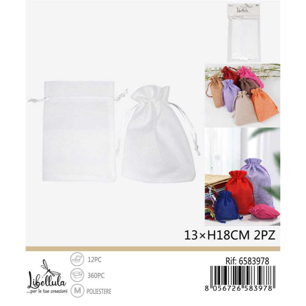 Sacchetti Effetto Lino 13x18cm - Bianco 2pzGev