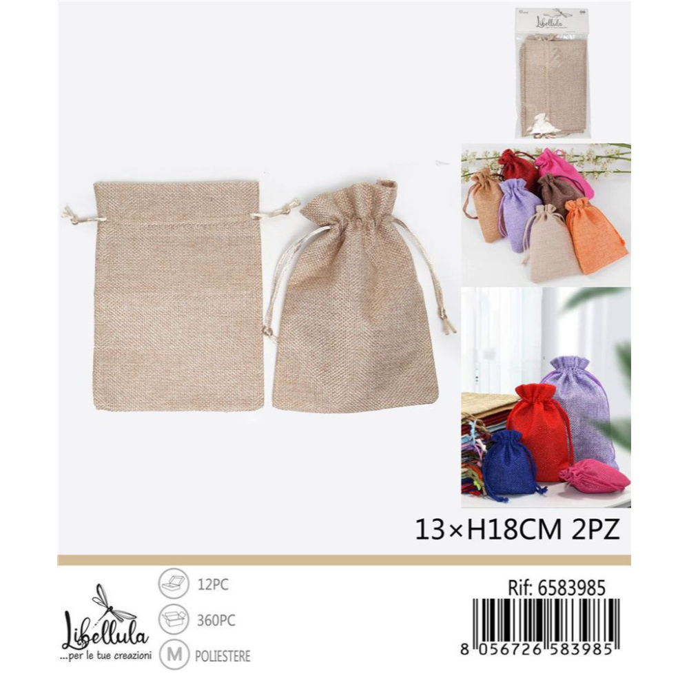 Sacchetti Effetto Lino 13x18cm - Beige 2pzGev