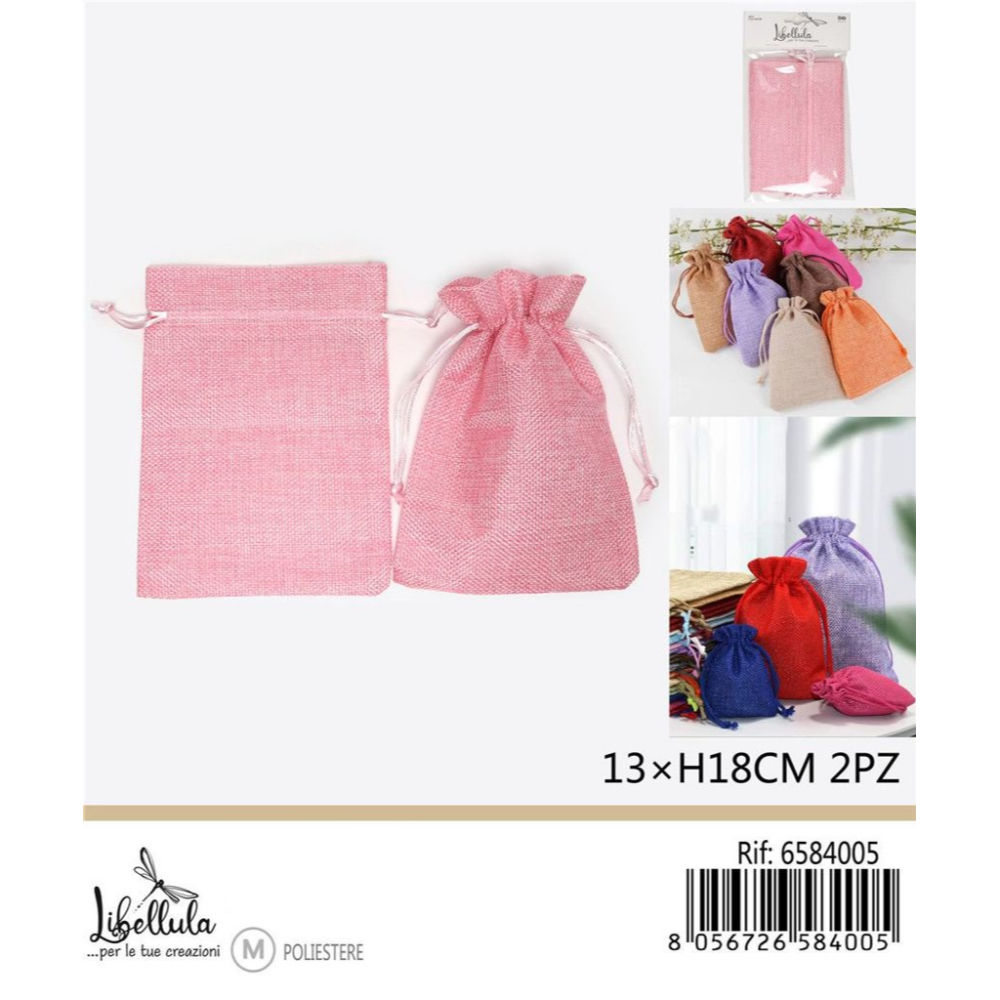SACCHETTI EFFETTO LINO - ROSA 13x18CM - 2PZGev