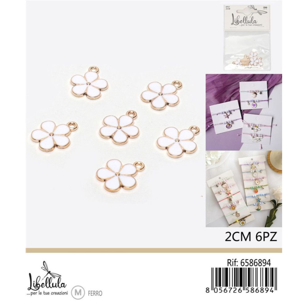 CIONDOLO A FIORE - BIANCO 2CM - 6PZGev