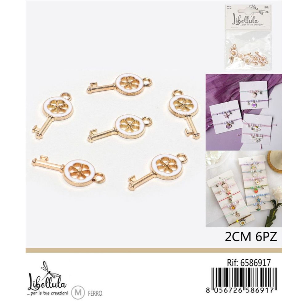 CIONDOLO A CHIAVE - BIANCO 2CM - 6PZGev