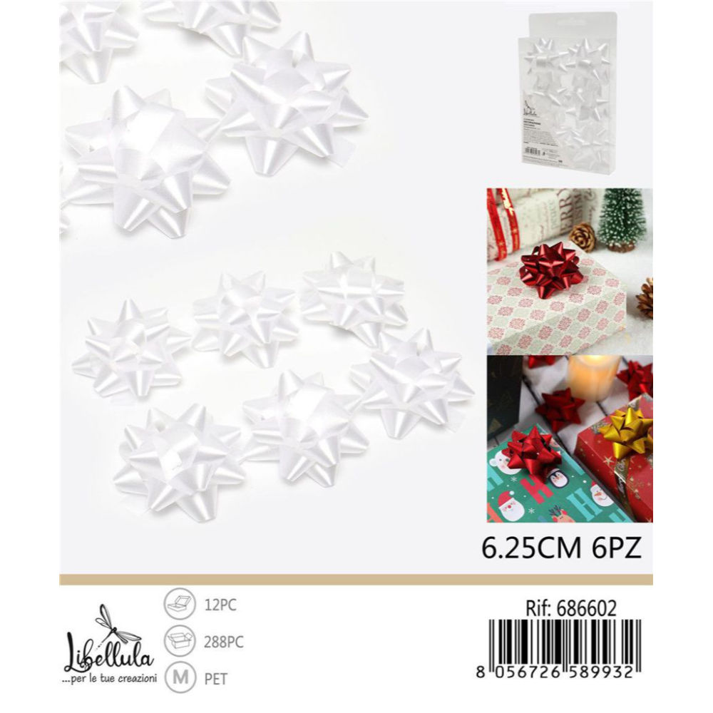 Coccarde da Regalo 6,25cm - Bianco 6pzGev