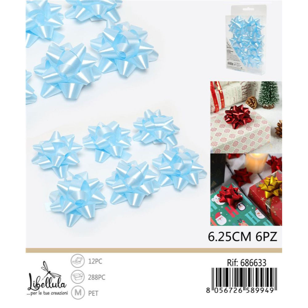 Coccarde da Regalo 6,25cm - Celeste 6pzGev