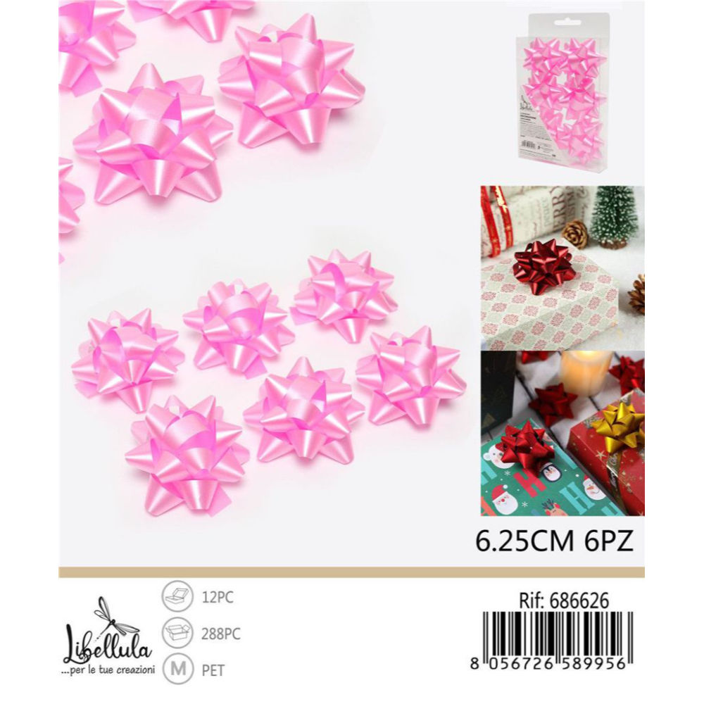 Coccarde da Regalo 6,25cm - Rosa 6pzGev