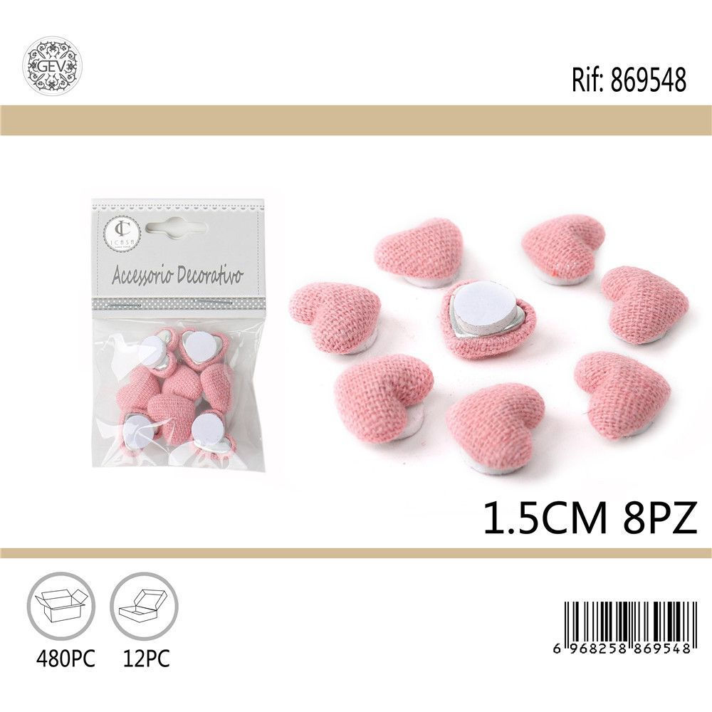 Cuore con Adesivo 1,5cm - Rosa 8pzGev