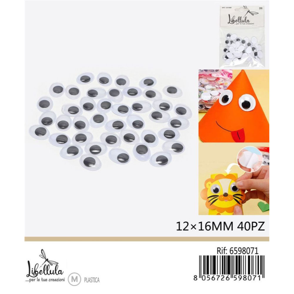 OCCHI ADESIVI - OVALE 12x16MM - 40PZGev
