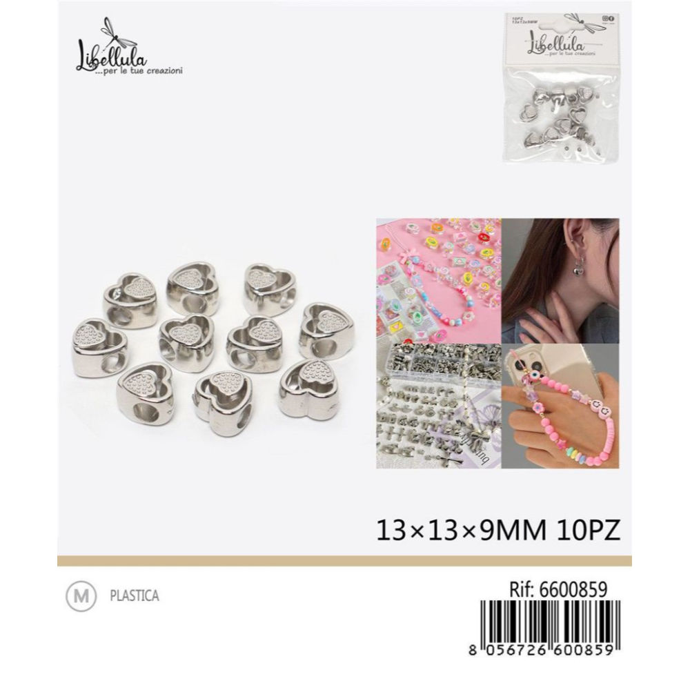 CHARMS A FORMA DI CUORE 13MM - 10PZGev