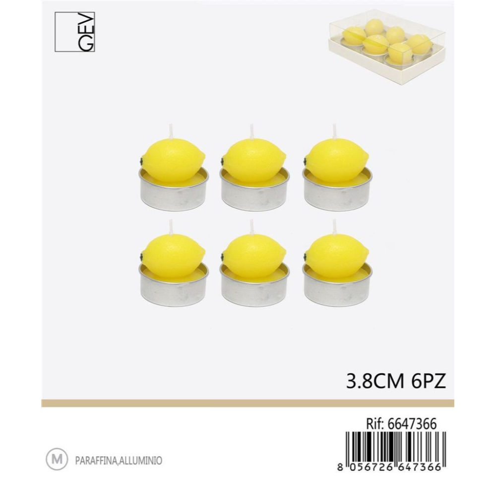 TEALIGHTS LIMONE - 6PZ ?3,8CMGev
