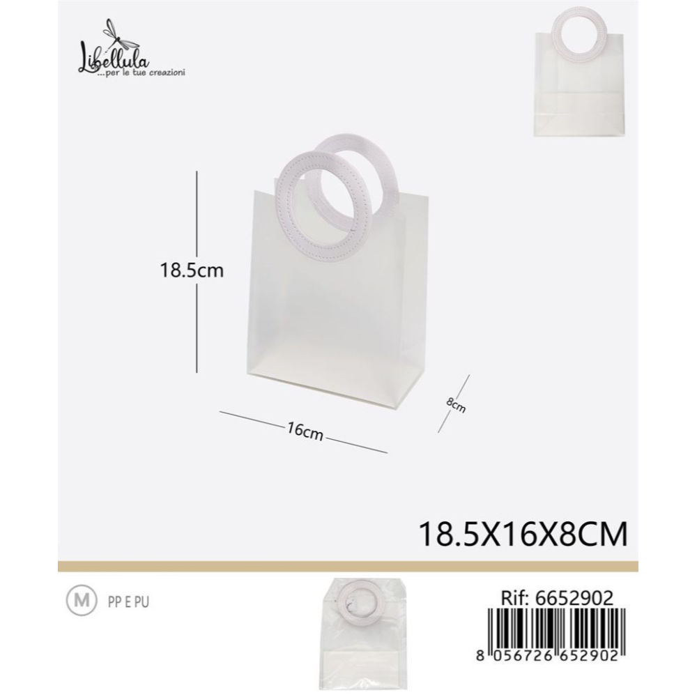 SACCHETTO TRASPARENTE - MANICO TONDO BIANCO - 18,5x16CMGev