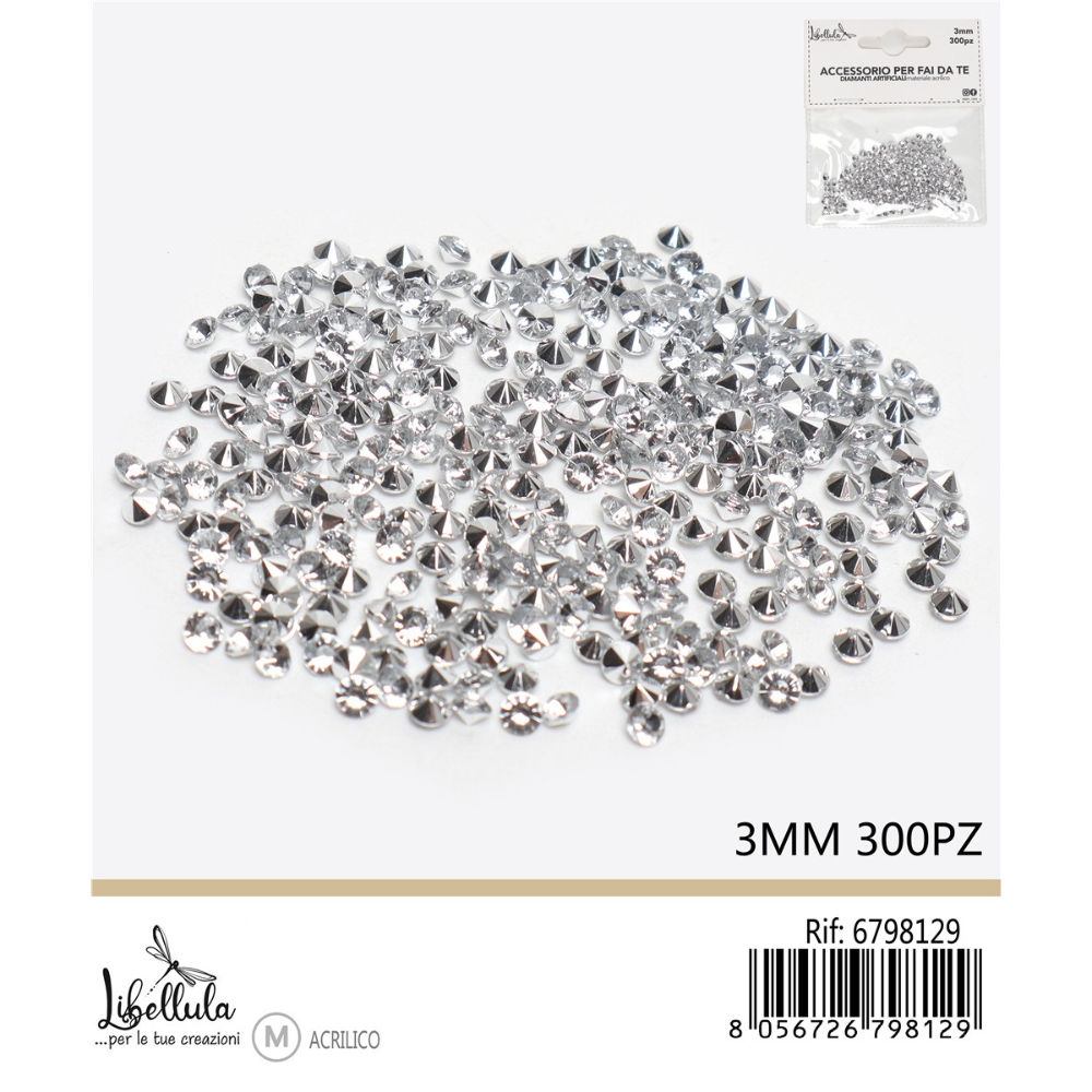 DIAMANTI DECORATIVI - BIANCO 3MM - 300PZGev