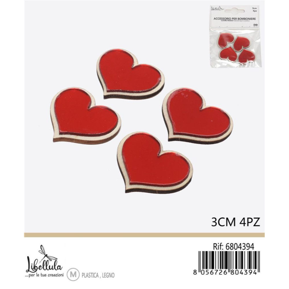 SAGOME DECORATIVE - CUORE ROSSO 3CM - 4PZGev