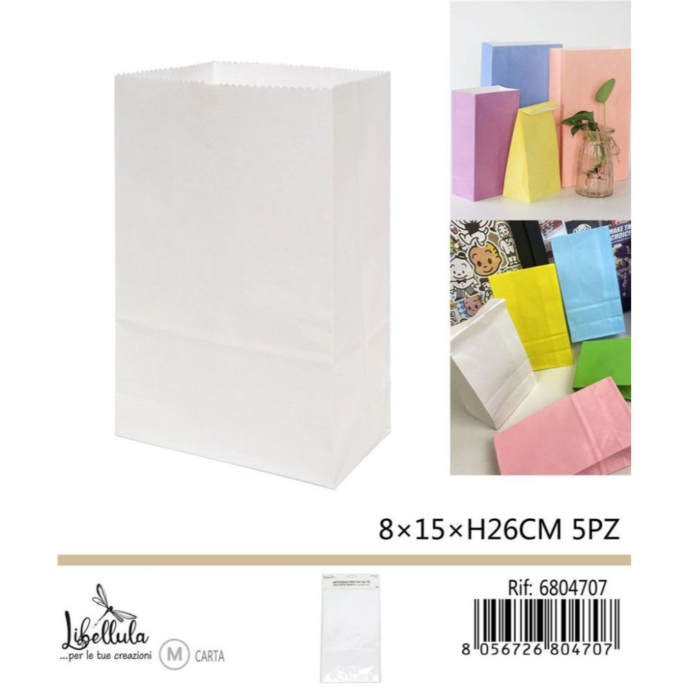 SACCHETTI DI CARTA - BIANCO 15x26CM - 5PZGev