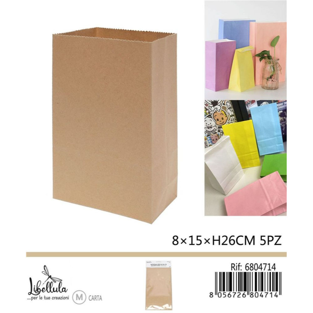 SACCHETTI DI CARTA - BEIGE 15x26CM - 5PZGev