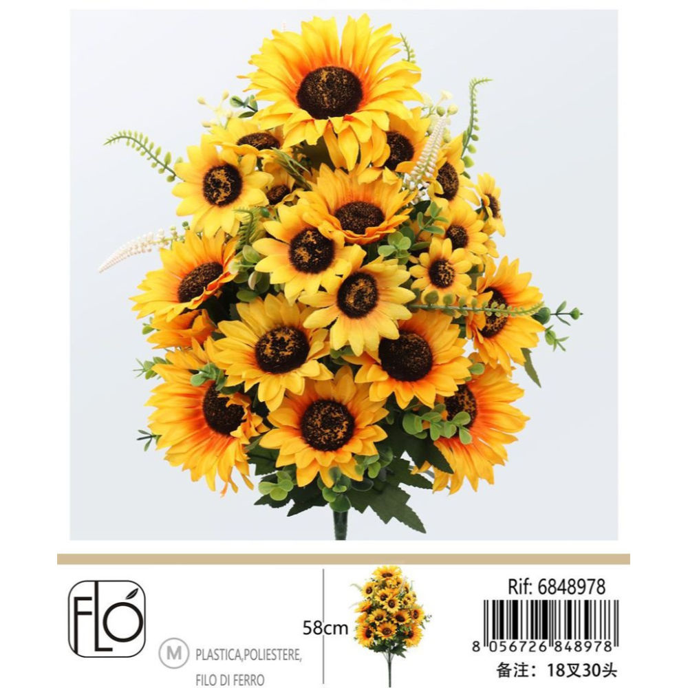 Fiore Artificiale Mazzo di Girasoli - 58cmGev