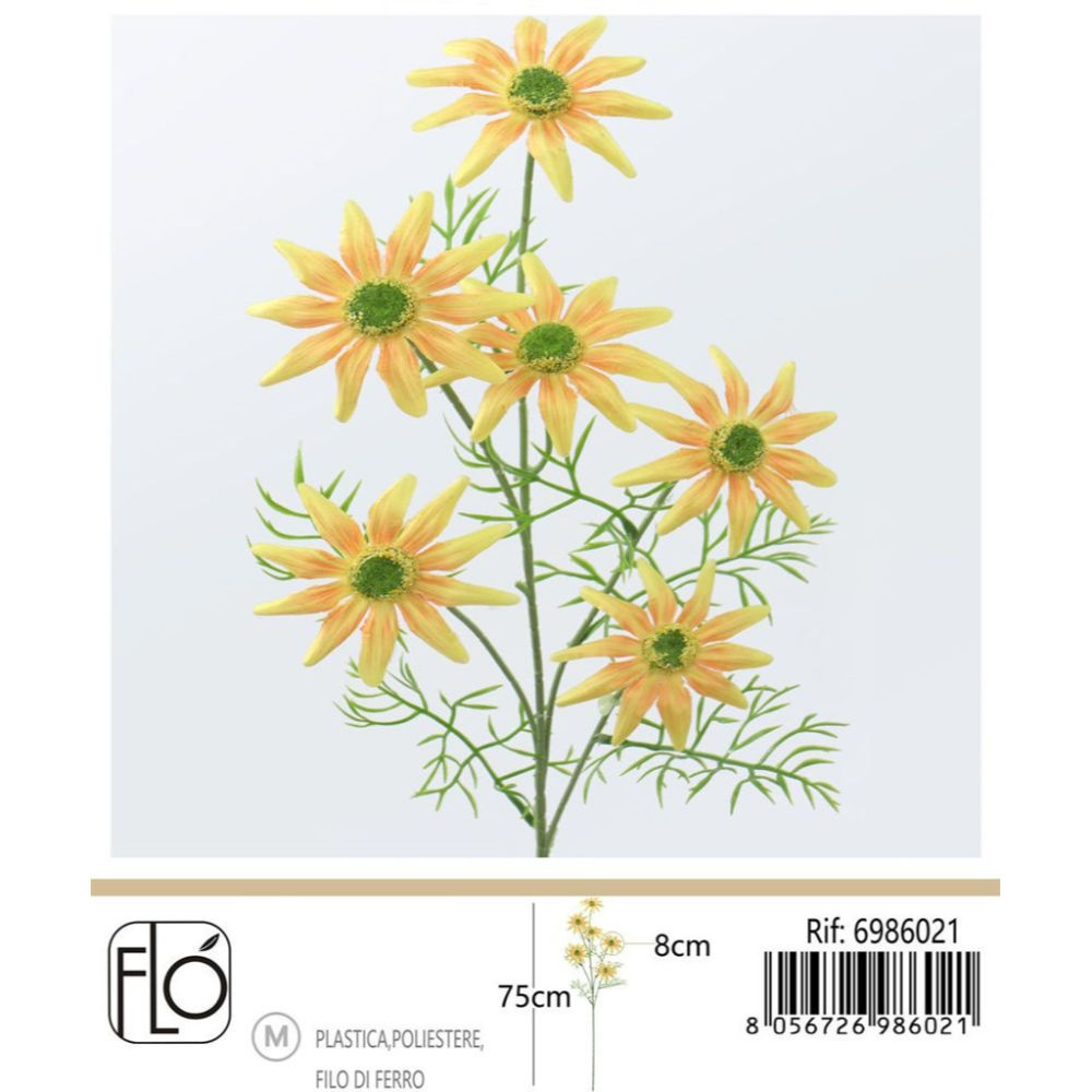 Fiore Artificiale Stelo Margherita Giallo - 75cmGev