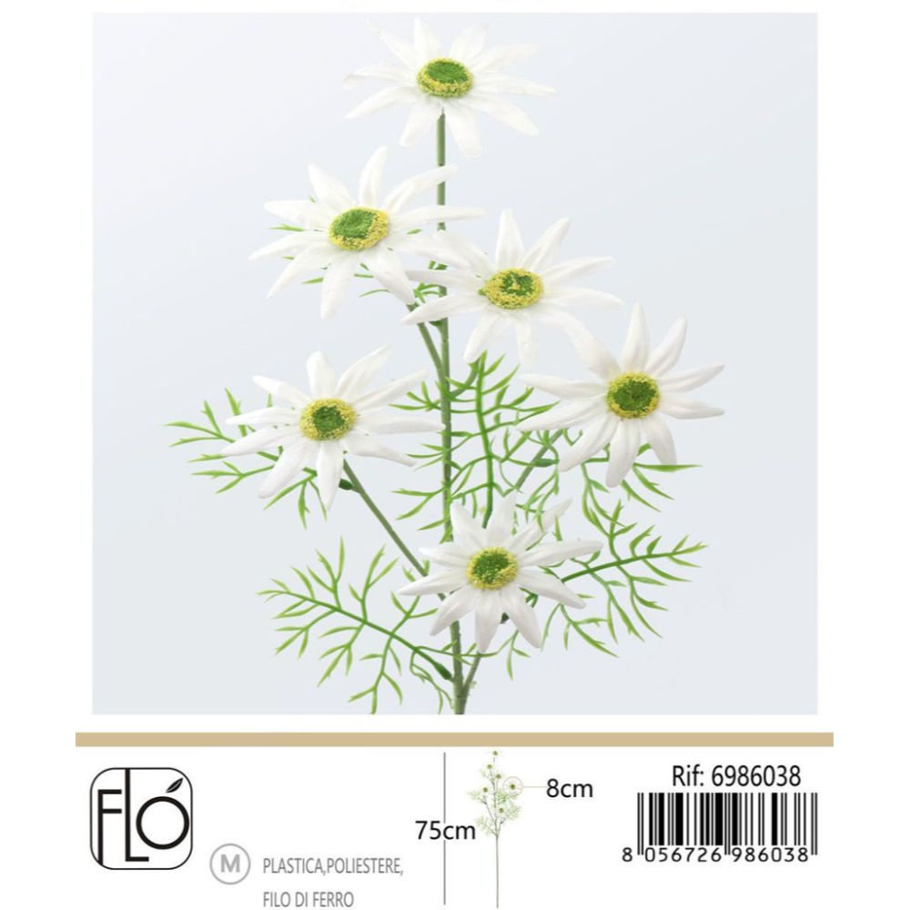 Fiore Artificiale Stelo Margherita Bianco - 75cmGev