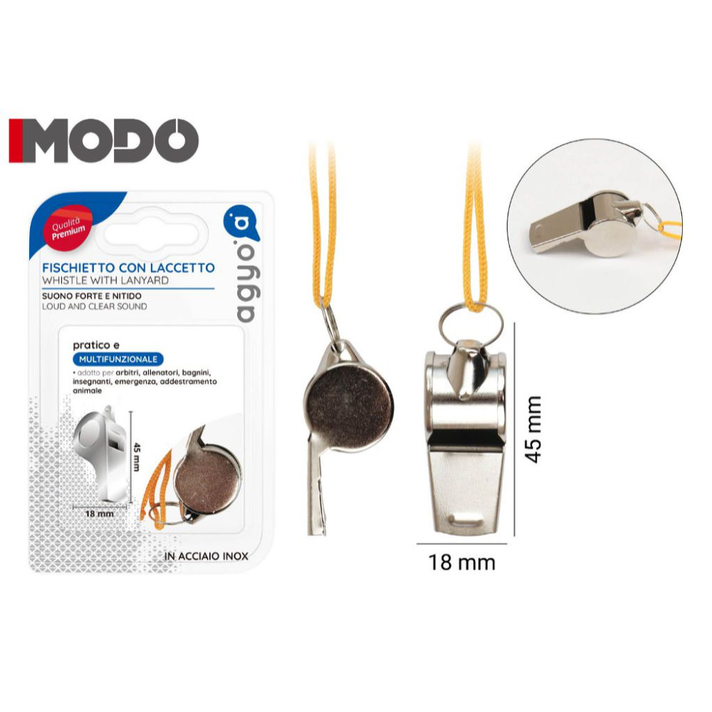 I03 FISCHIETTO IN ACCIAIO INOX 18*45MMAgyo