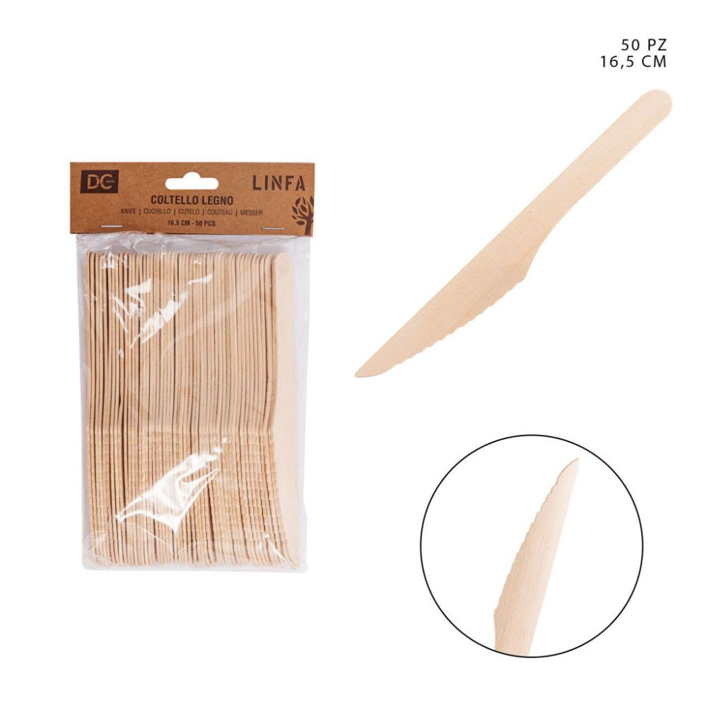 DC CASA COLTELLO LEGNO MONOUSO 16,5CM 50PZDc Casa