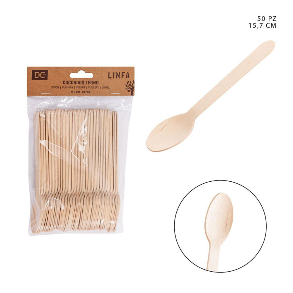 DC CASA CUCCHIAIO LEGNO MONOUSO 15,7CM 50PZDc Casa