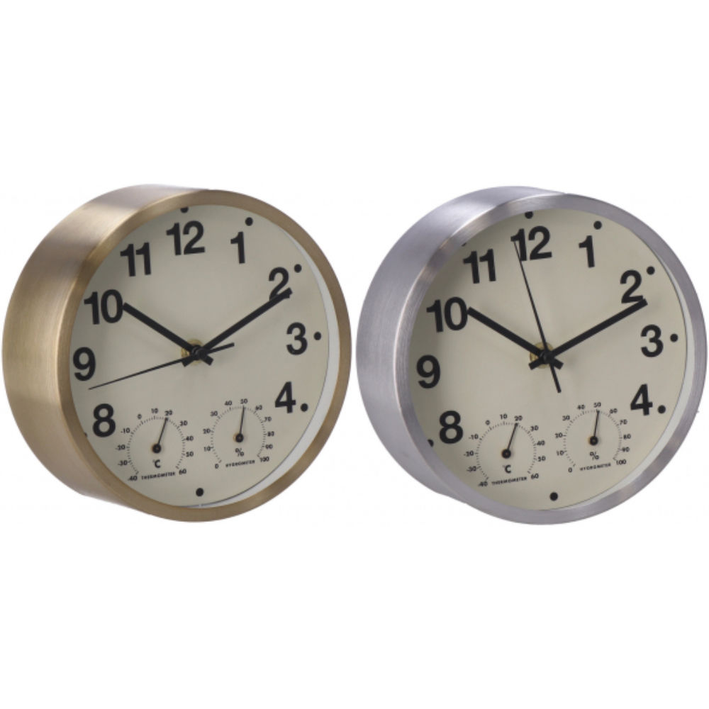 OROLOGIO CON TERMOMETRO + IGROMETRO ALLUMINIO D18Ad Trend