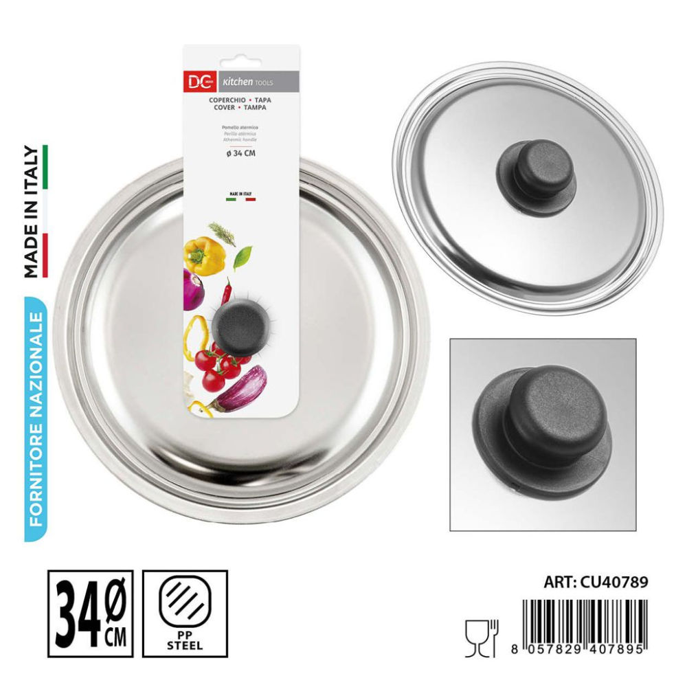 DC CASA COPERCHIO ACCIAIO INOX UNIVERSALE 34CMDc Casa