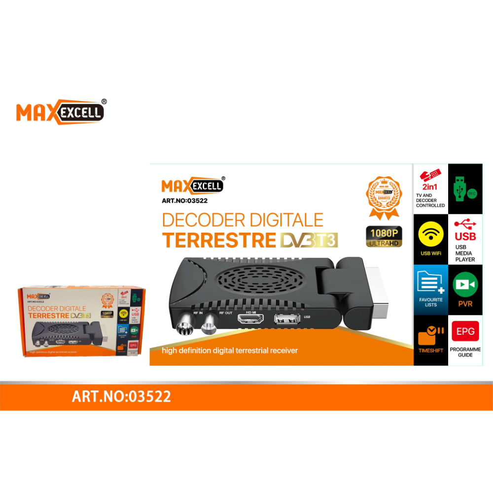 DECODER DIGITALE TERRESTRE DVB T3Maxexcell