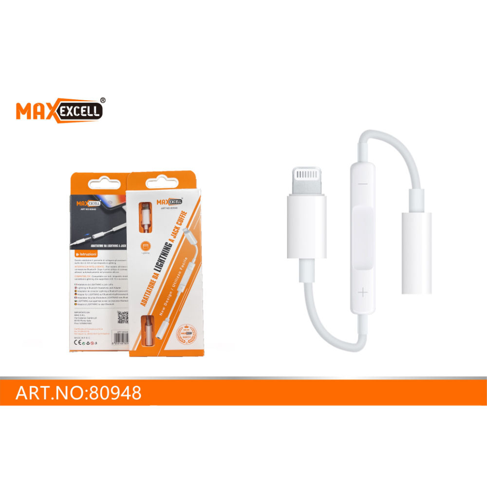 ADATTATORE DA LIGHTNING A JACK DA 3.5MM PER CUFFIEMaxexcell