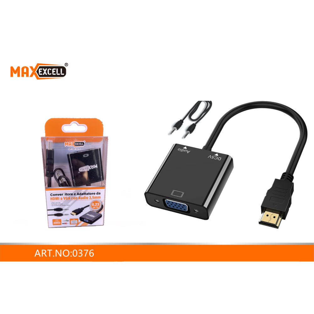 CAVO ADATTATORE DA HDMI A VGA 3.5MMMaxexcell