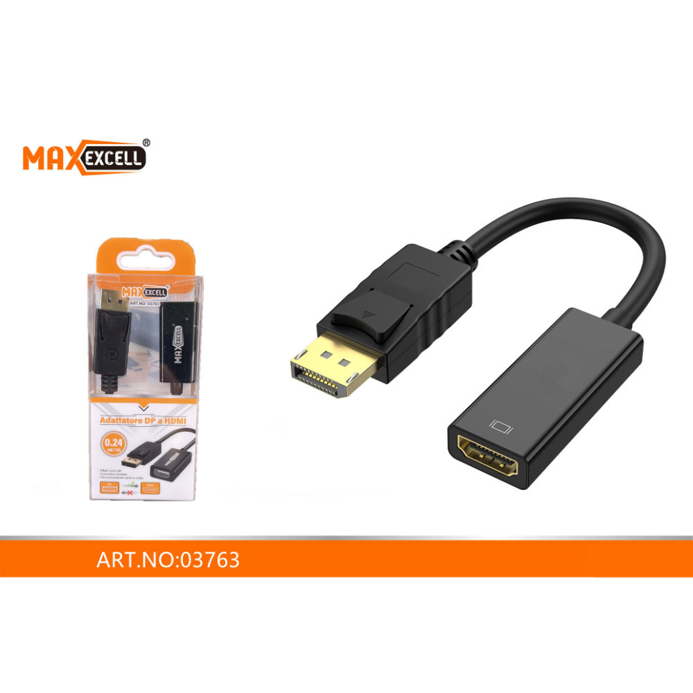 CAVO ADATTATORE DA DISPLAYPORT DP A HDMI 4K 24CMMaxexcell