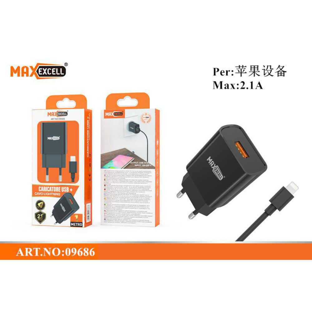 CARICATORE USB CAVO LIGHTNING 2.1AMaxexcell