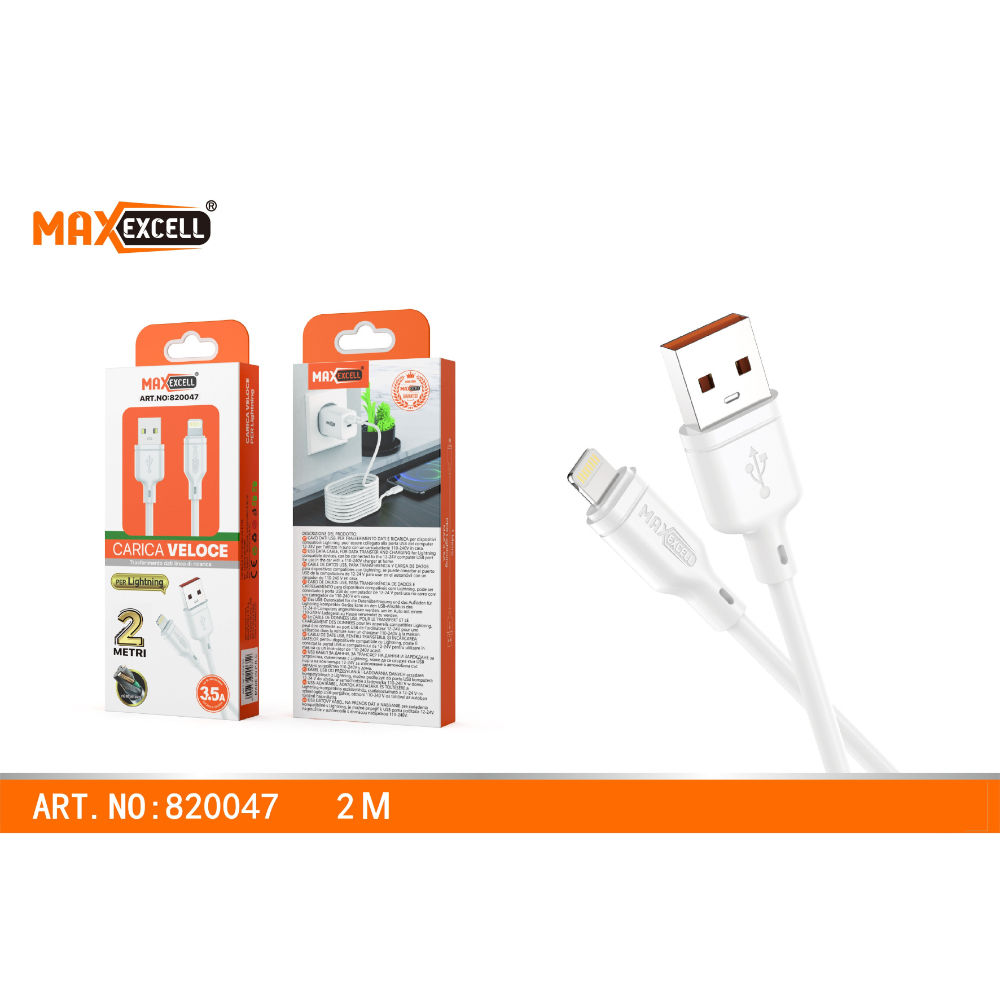 CAVO LIGHTNING 2M 3.5A FAST CHARGEMaxexcell