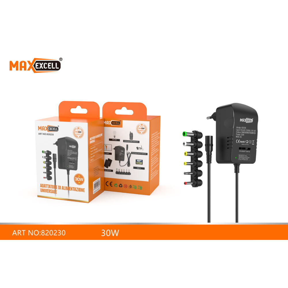 MAXEXCELL 30W 3V-12V ADATTATORE UNIVERSALEMaxexcell