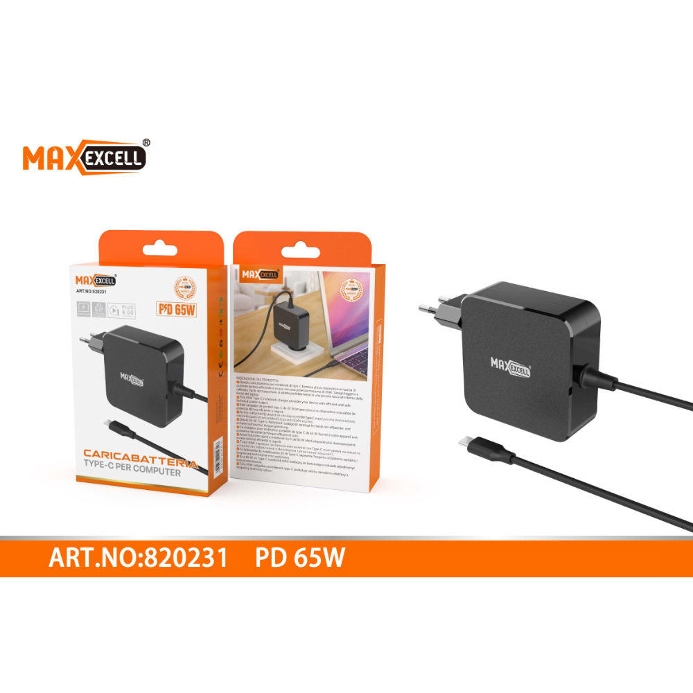 PD 65W CARICABATTERIA TYPE-C PER COMPUTERMaxexcell