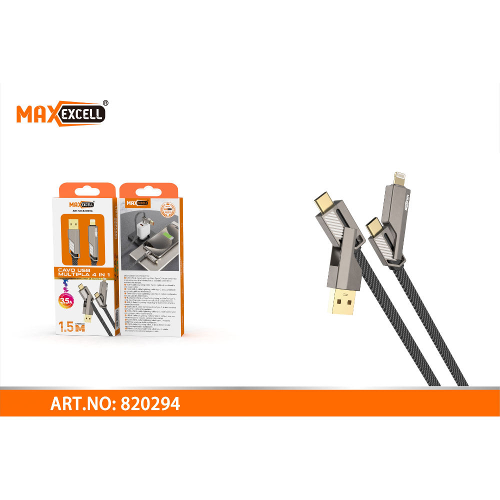 CAVO MULTIPLA 4 IN 1 FAST CHARGE 3.5AMaxexcell