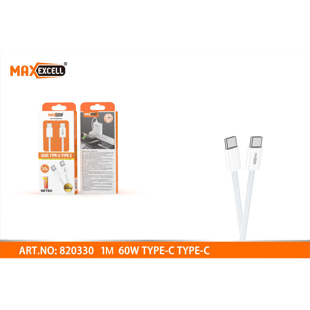 CAVO TYPE-C A TYPE-C FAST CHARGE 1M 3.5A/60WMaxexcell