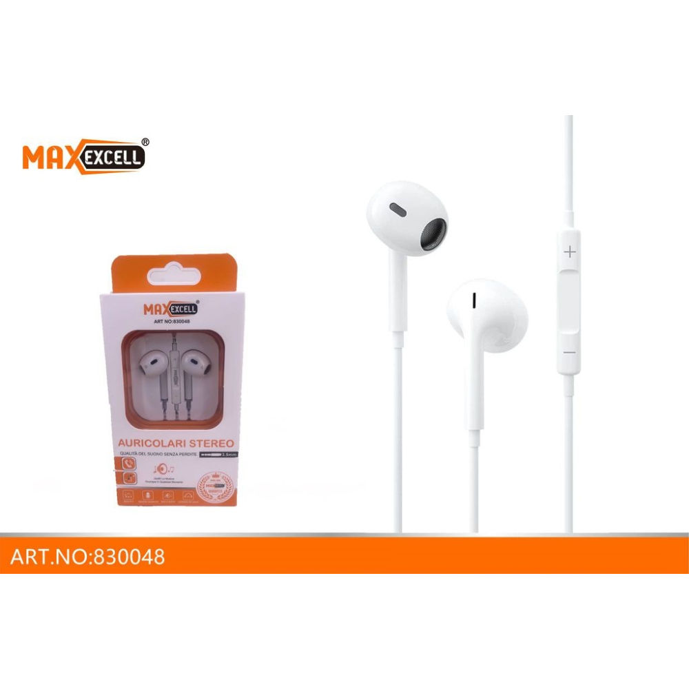 Auricolari Stereo Cavo Jack 3.5mm - Bianco Art.830048Maxexcell