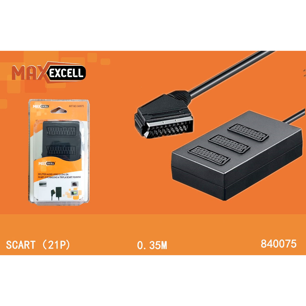 CAVO ADATTATORE DA SCART MASCHIO (21P)A TRIPLA SCART FEMMINAMaxexcell