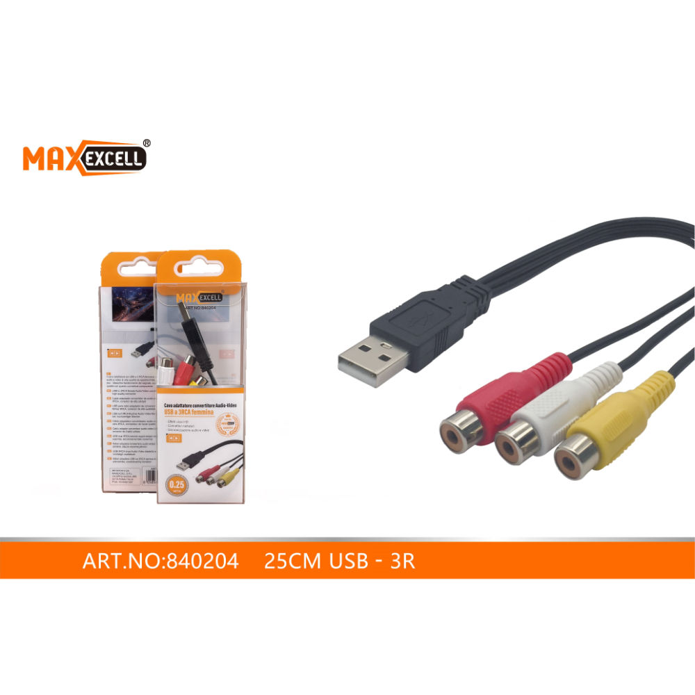 CAVO ADATTATORE CONVERTITORE USB A 3RCAMaxexcell