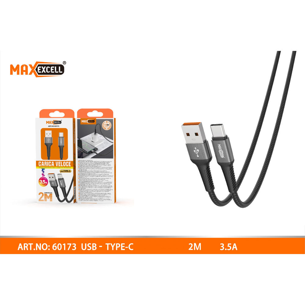 CAVO USB A TYPE-C FAST CHARGE 2M 3.5AMaxexcell