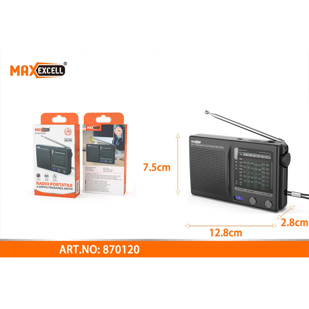 RADIO PORTATILE DOPPIA FREQUENZA AM/FMMaxexcell